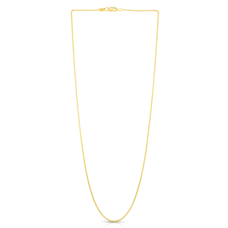 14K Yellow Gold 1mm Round Wheat 18 Chain with Lobster Lock