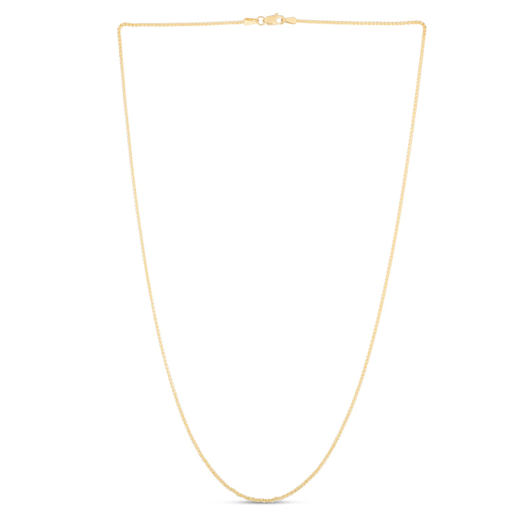 14K Yellow Gold 1.2mm Round Wheat 24 Chain with Lobster Lock