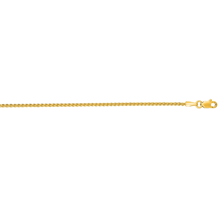 14K Yellow Gold 1.5mm Round Wheat 30 Chain with Lobster Lock