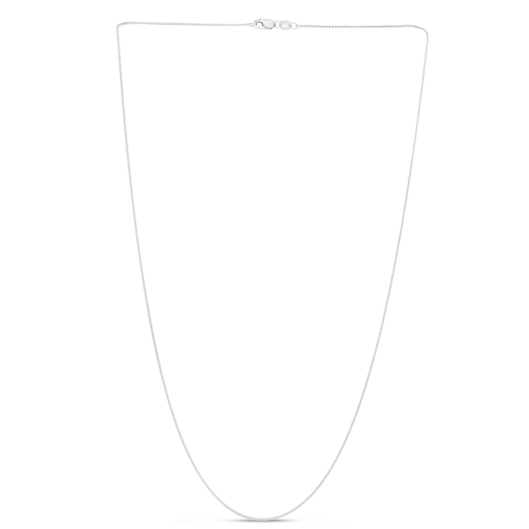 14K White Gold 0.6mm Round Wheat 18 Chain with Lobster Lock