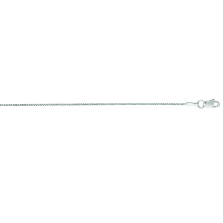 14K White Gold 1mm Round Wheat 18 Chain with Lobster Lock