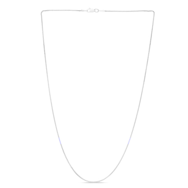 14K White Gold 1.2mm Round Wheat 16 Chain with Lobster Lock