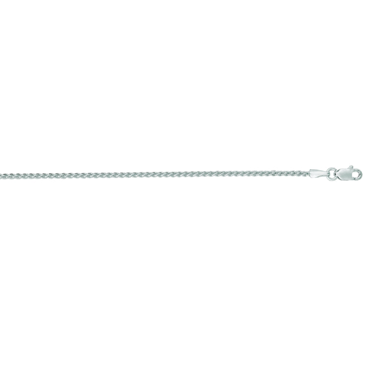 14K White Gold 1.5mm Round Wheat 24 Chain with Lobster Lock