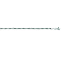 14K White Gold 2.1mm Round Wheat 18 Chain with Lobster Lock