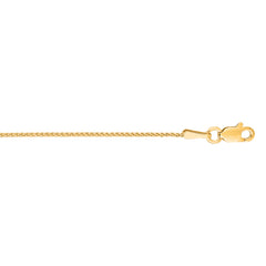 14K Yellow Gold 1mm Diamond Cut Round Wheat 18 Chain with Lobster Lock
