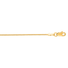 14K Yellow Gold 1.1mm Diamond Cut Round Wheat 20 Chain with Lobster Lock