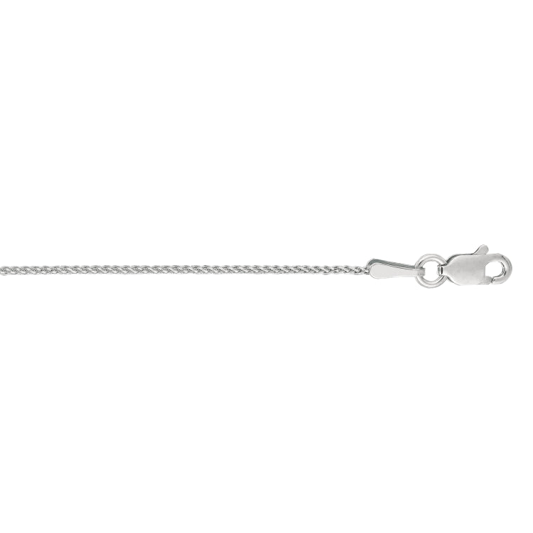 14K White Gold 1mm Diamond Cut Round Wheat 20 Chain with Lobster Lock
