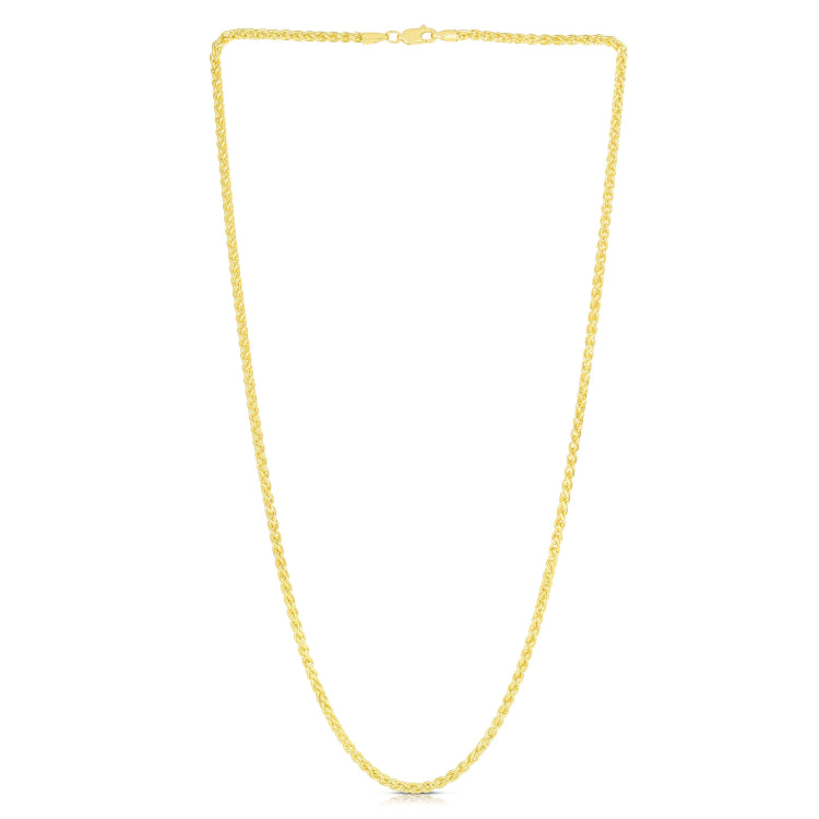 14K Yellow Gold 2.8mm Lite Round Wheat 24 Chain with Lobster Lock