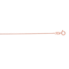 14K Rose Gold 0.6mm Diamond Cut Round Wheat 18 Chain with Spring Ring