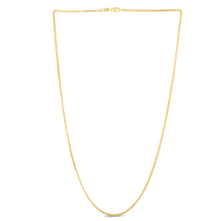 14K Yellow Gold 1.8mm Square Wheat 16 Chain with Lobster Lock