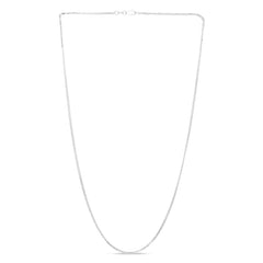 14K White Gold 1.8mm Square Wheat 18 Chain with Lobster Lock