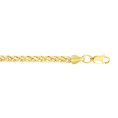 14K Yellow Gold 20 3.15mm Diamond Cut Lite Round Wheat Chain with Lobster Lock