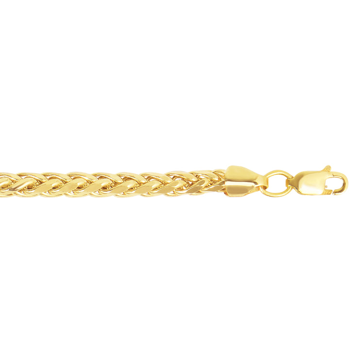 14K Yellow Gold 24 4.1mm Diamond Cut Lite Round Wheat Chain with Lobster Lock
