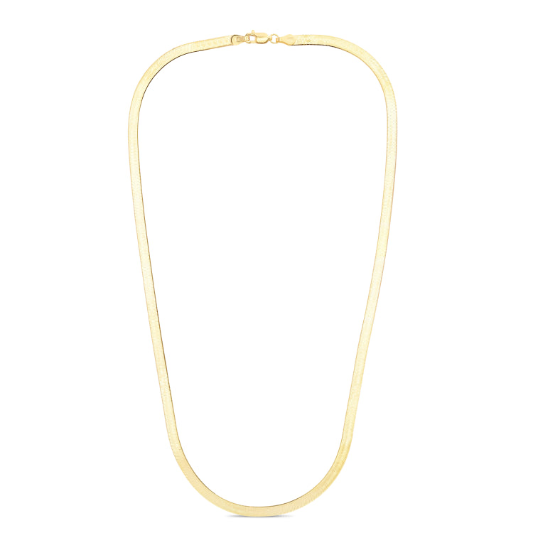 14K Yellow Gold 16 4mm Imperial Herringbone Chain with Lobster Lock