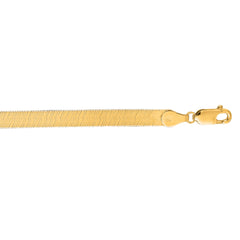 14K Yellow Gold 7 5mm Imperial Herringbone Chain Bracelet with Lobster Lock