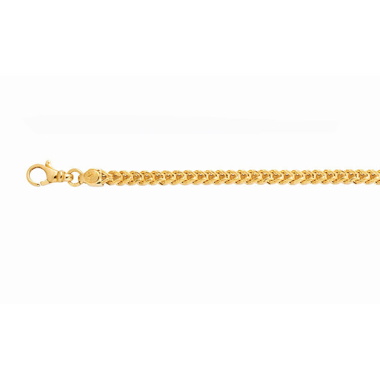 14K Yellow Gold 24 5.3mm Semi-Solid Square Franco Chain with Lobster Lock