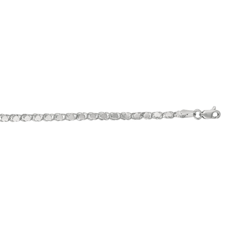 14K White Gold 3mm Heart 18 Chain with Lobster Lock