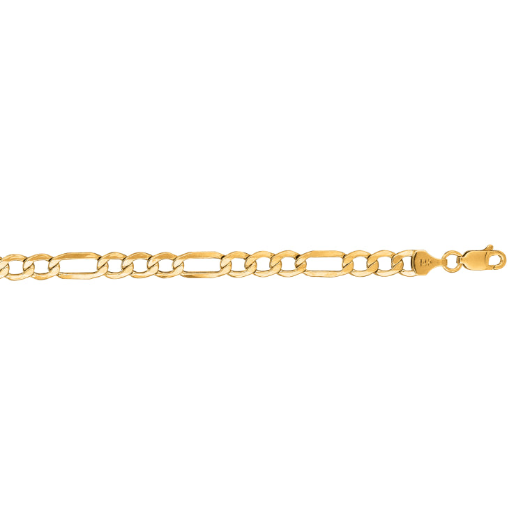 14K Yellow Gold 5.6mm Lite Figaro 24 Chain with Lobster Lock