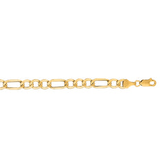14K Yellow Gold 6.6mm Lite Figaro 24 Chain with Lobster Lock