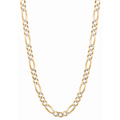 14K Yellow Gold 5.8mm White Pave Figaro 24 Chain with Lobster Lock