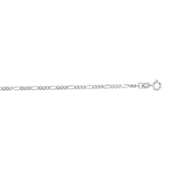 14K White Gold 1.9mm Figaro 24 Chain with Spring Ring