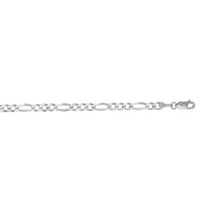 14K White Gold 3.8mm Figaro 7 Chain Bracelet with Lobster Lock
