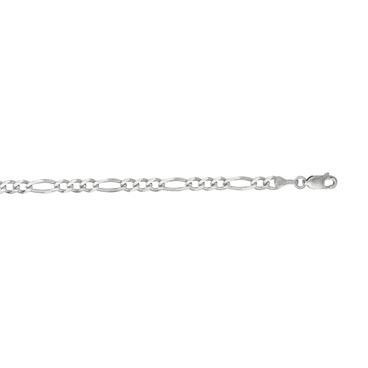 14K White Gold 3.8mm Figaro 20 Chain with Lobster Lock