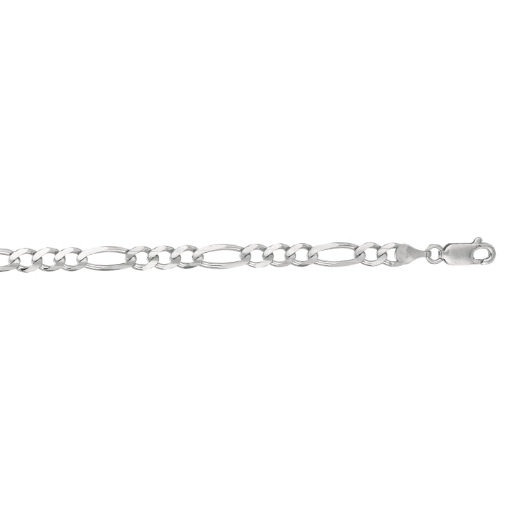 14K White Gold 4.6mm Figaro 22 Chain with Lobster Lock