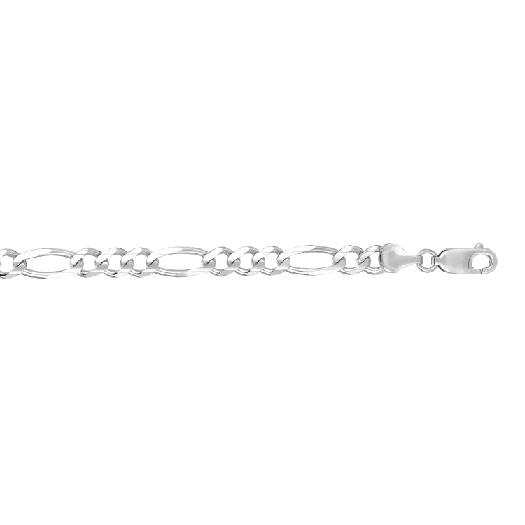 14K White Gold 6mm Figaro 22 Chain with Lobster Lock