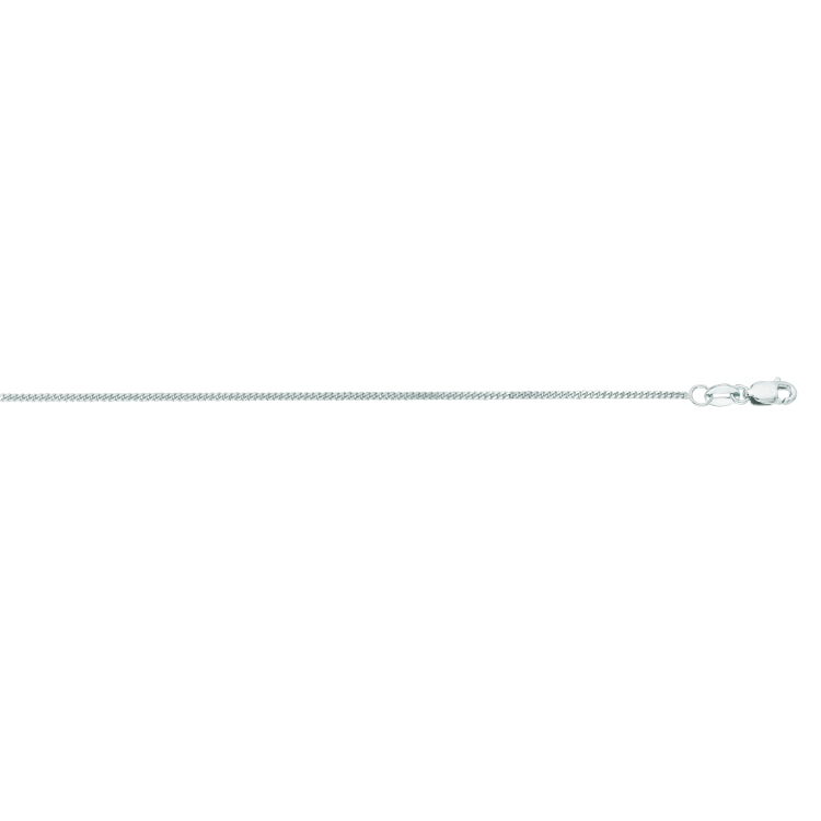 14K White Gold 1mm Gourmette 16 Chain with Lobster Lock