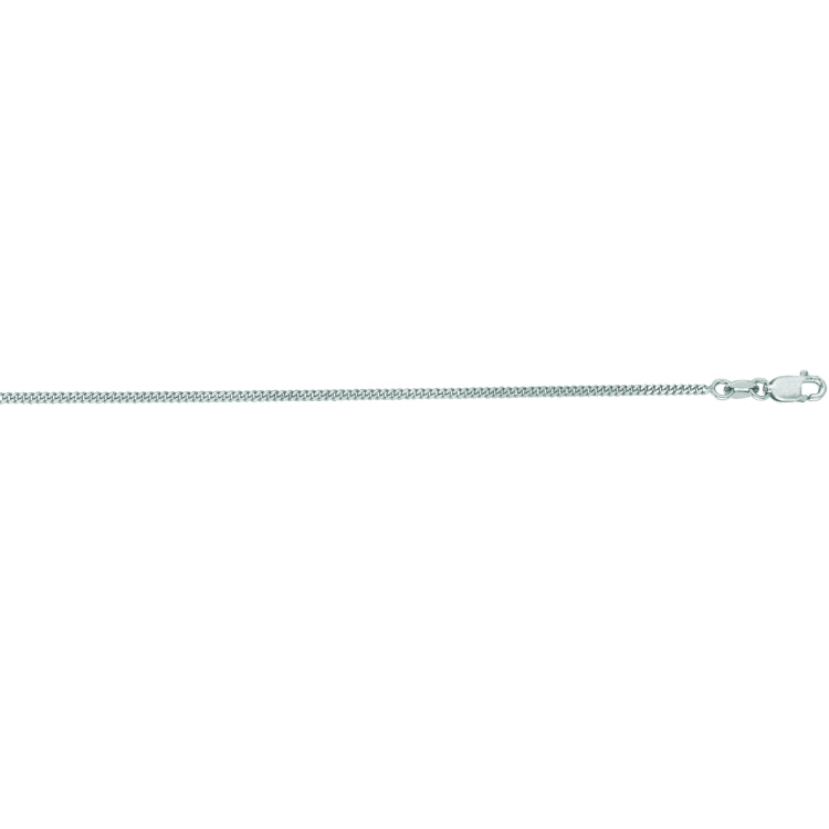 14K White Gold 1.4mm Gourmette 24 Chain with Lobster Lock