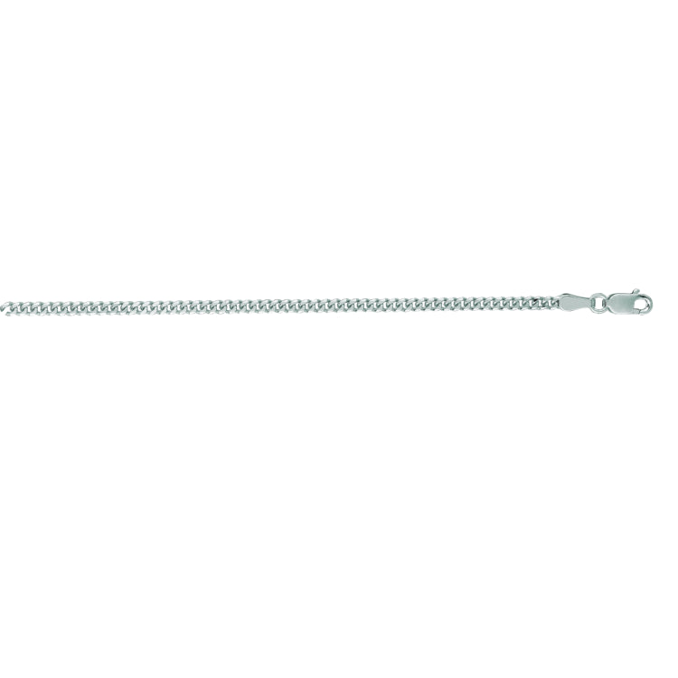 14K White Gold 2.2mm Gourmette 18 Chain with Lobster Lock