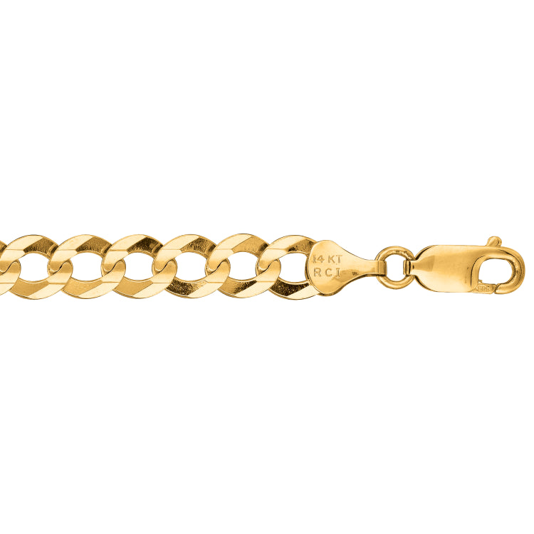 14K Yellow Gold 7mm Comfort Curb 20 Chain with Lobster Lock