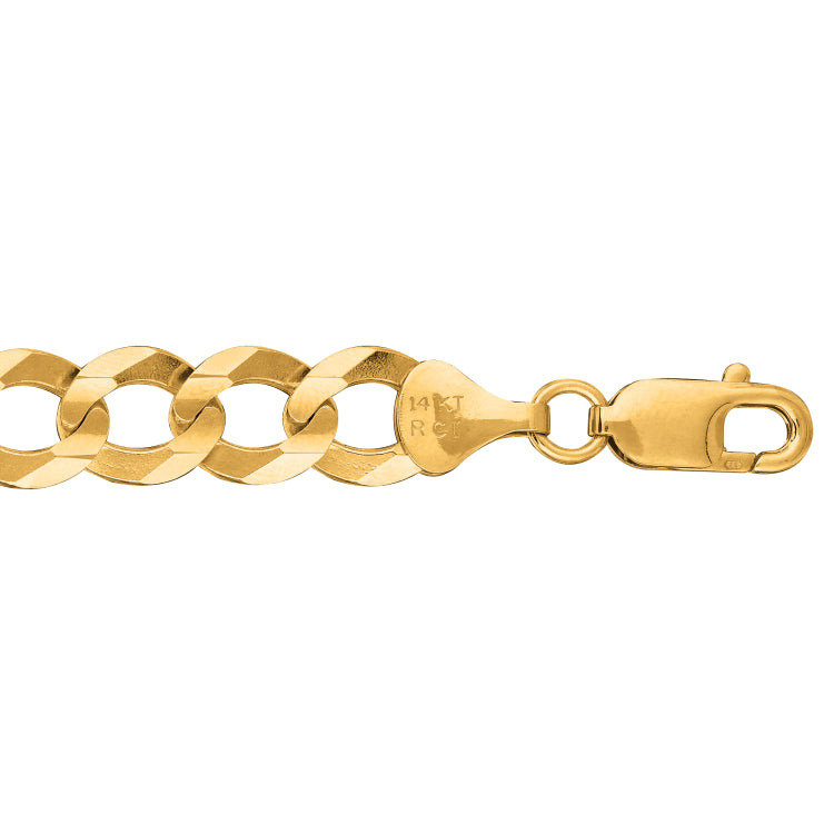 14K Yellow Gold 10mm Comfort Curb 26 Chain with Lobster Lock