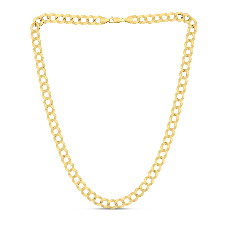 14K Yellow Gold 11.23mm Comfort Curb 24 Chain with Lobster Lock