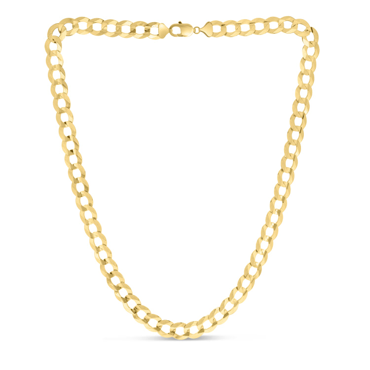 14K Yellow Gold 12.18mm Comfort Curb 24 Chain with Lobster Lock