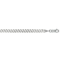 14K White Gold 3.6mm Comfort Curb 7 Chain Bracelet with Lobster Lock