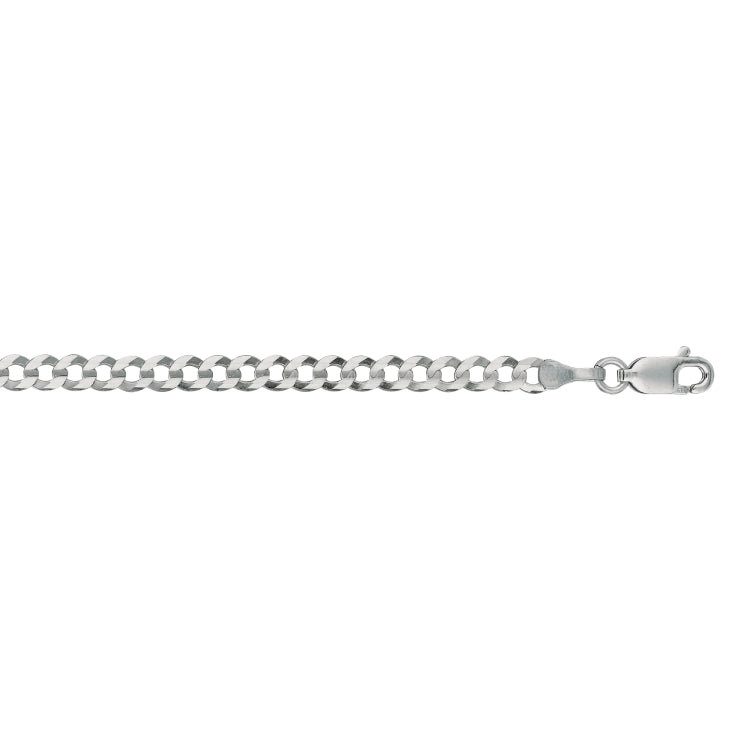 14K White Gold 3.6mm Comfort Curb 30 Chain with Lobster Lock