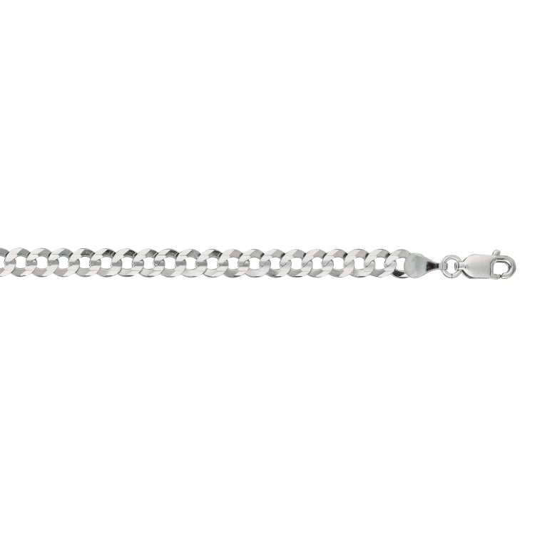 14K White Gold 4.7mm Comfort Curb 8 Chain Bracelet with Lobster Lock