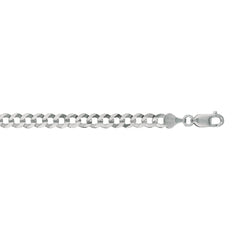 14K White Gold 5.7mm Comfort Curb 20 Chain with Lobster Lock