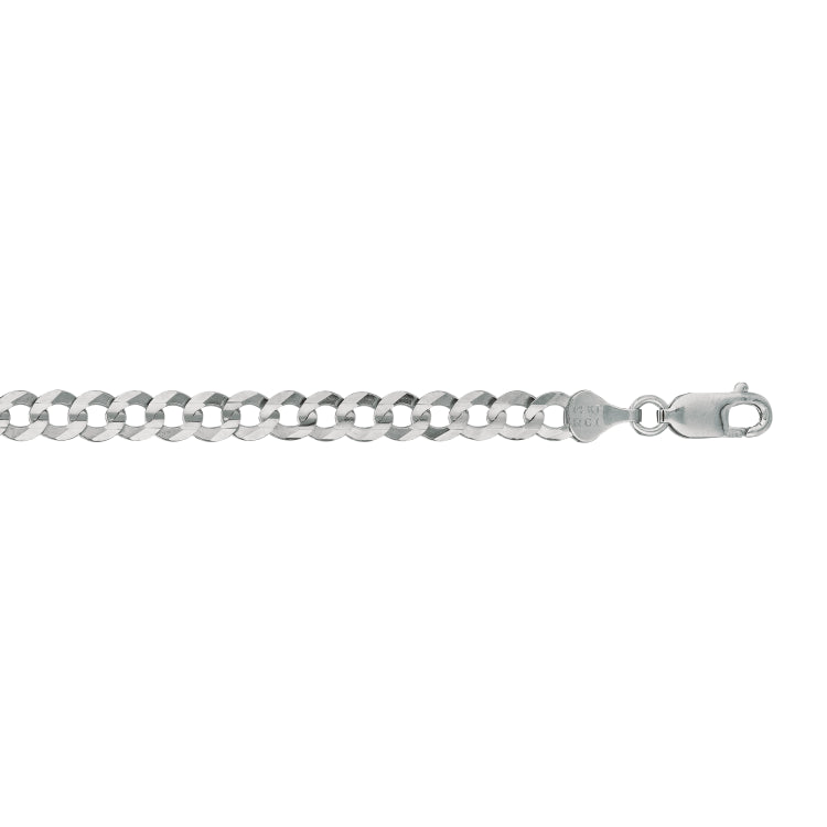 14K White Gold 5.7mm Comfort Curb 24 Chain with Lobster Lock