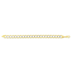 14K Yellow Gold 11.23mm White Pave Curb 26 Chain with Lobster Lock