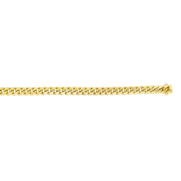 14K Yellow Gold 26 7.2mm Semi-Solid Classic Miami Cuban Chain with Box Lock
