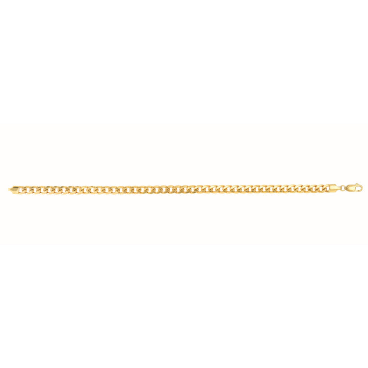 14K Yellow Gold 4.5mm Semi-Solid Miami Cuban 8.5 Chain Bracelet with Lobster Lock