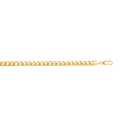 14K Yellow Gold 5.5mm Semi-Solid Miami Cuban 22 Chain with Lobster Lock