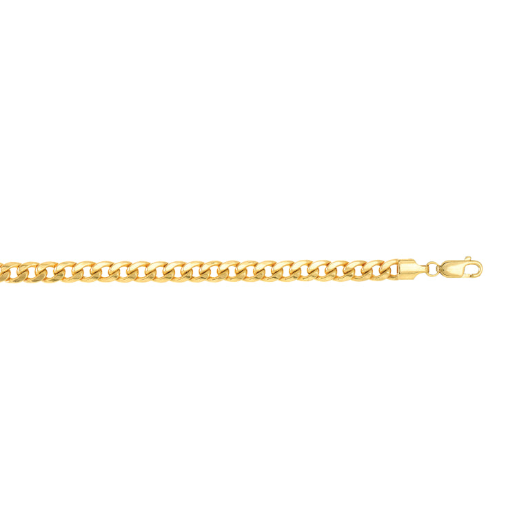 14K Yellow Gold 5.5mm Semi-Solid Miami Cuban 24 Chain with Lobster Lock