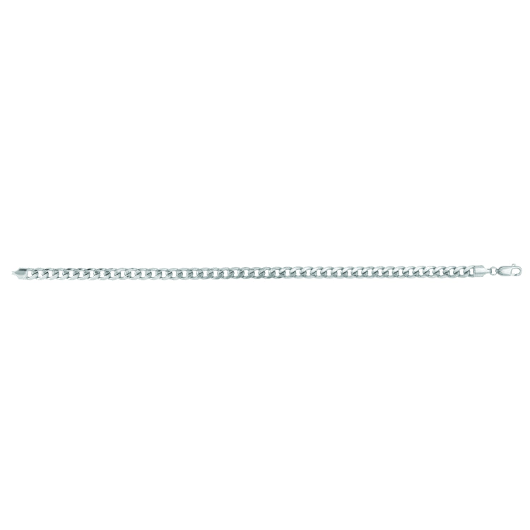 14K White Gold 5.5mm Semi-Solid Miami Cuban 8.5 Chain Bracelet with Lobster Lock
