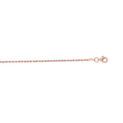 14K Rose Gold 1.6mm Diamond Cut Royal Rope 16 Chain with Lobster Lock