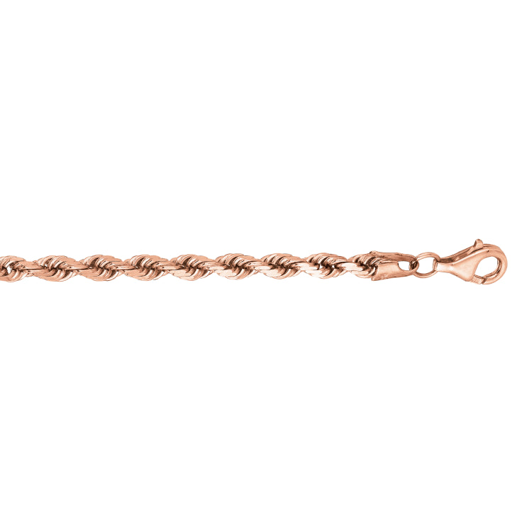 14K Rose Gold 24 3.8mm Diamond Cut Royal Rope Chain with Lobster Lock