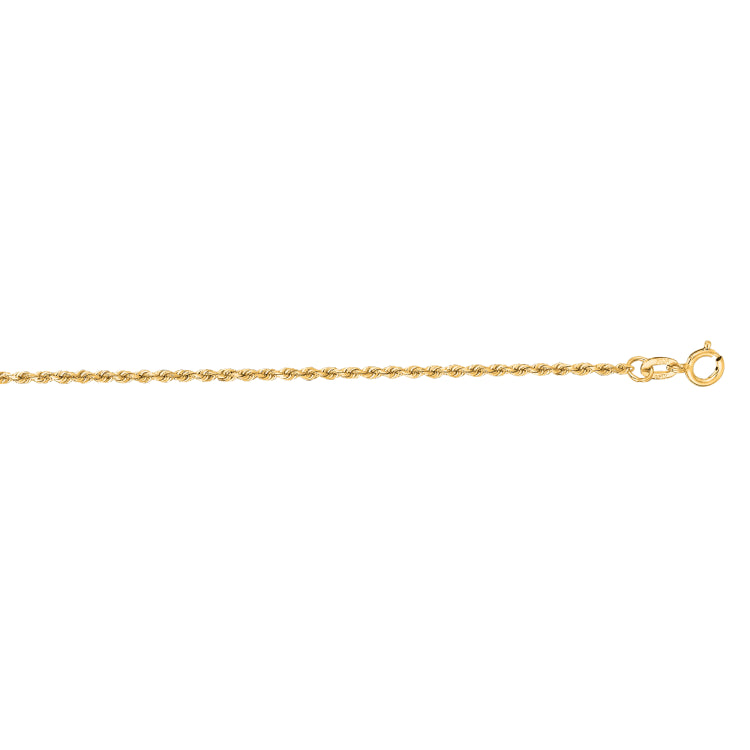 14K Yellow Gold 24 1.4mm Diamond Cut Royal Rope Chain with Spring Ring Clasp